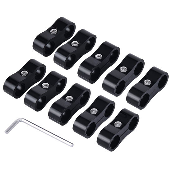 Picture of EVIL ENERGY 10AN Hose Separator Clamp, AN10 Fuel Line Mounting Clamp Aluminum Black 4PCS