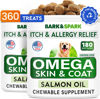 Picture of BARK&Spark (Pack of 2) Omega 3 for Dogs - 360 Fish Oil Chews for Dog Shedding, Skin Allergy, Itch Relief, Hot Spots Treatment - Joint Health - Skin & Coat Supplement - EPA&DHA Fatty Acids