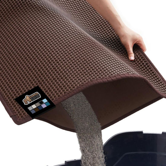 Picture of Gorilla Grip Honeycomb Cat Litter Mat, Two Layer Trapping Waste Mats, Soft On Paws, Indoor Box Supplies and Essentials, Feeding Trap, Water Resistant on Floors, 24x15 Brown