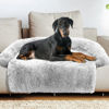 Picture of GGIB Calming Dog Bed Fluffy Plush Dog Mat for Furniture Protector with Removable Washable Cover for Large Medium Small Dogs and Cats (Extra Extra Large, Light Grey)
