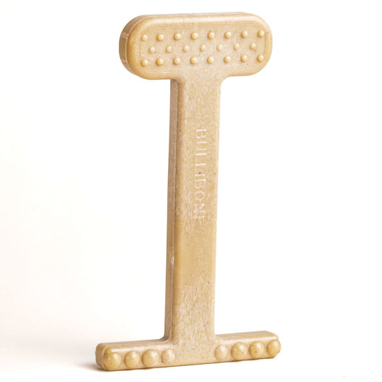 Picture of Bullibone Nylon Dog Chew Toy Nylon Bone - Improves Dental Hygiene, Easy to Grip Bottom, and Permeated with Flavor (Peanut Butter, XL - Single)