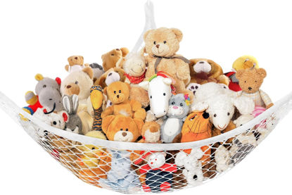 Picture of Stuffed Animal Net Hammock for Plushie Toys, Stuffed Animal Hammock Corner for Kids' Room Decor, Ideas for Organizing Stuffy Collection, 1 Pack, White