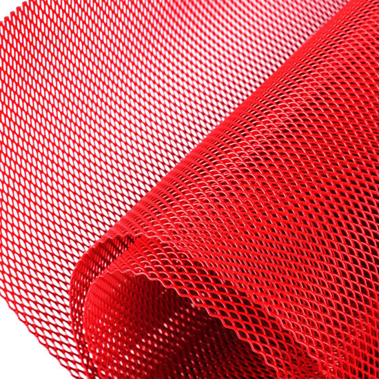 Picture of AggAuto Universal 40"x13" Car Grill Mesh - Aluminum Alloy Automotive Grille Insert Bumper Rhombic Hole 3x6mm, One of the Most Multifunctional Shape Grids Red