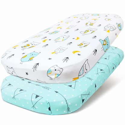 Picture of Stretchy Bassinet Sheet Set BROLEX 2 Pack Snug Fitted Cradle Fitted Sheets for Bassinet Pads/Mattress, for Boys Girls,Unisex,Ultra Soft Breathable,Arrow Owl