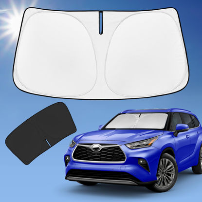Picture of ZOIBV for Toyota Highlander 2020-2024 2025 Sun Shade Sunshade Windshield Cover, 4-Layer Front Window Shade Custom Fit Highlander L LE XLE Limited Platinum Sun Visor 240T Fabric Car Accessories
