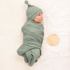 Picture of Konssy Baby Girl Newborn Receiving Blanket with Matching Headband and Beanie Set Baby Swaddle Nursery Swaddle Wrap
