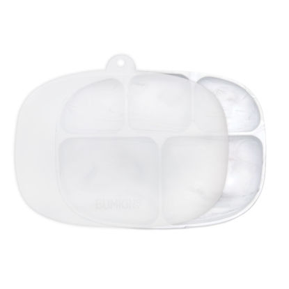 Picture of Bumkins Toddler and Baby Suction Plate, Silicone Divided Grip Dish and Lid, Large 5-Section Tray for Kids, Essentials in Children Feeding Supplies, Non Skid Stick Bottom, for Ages 6 Months Up, Marble