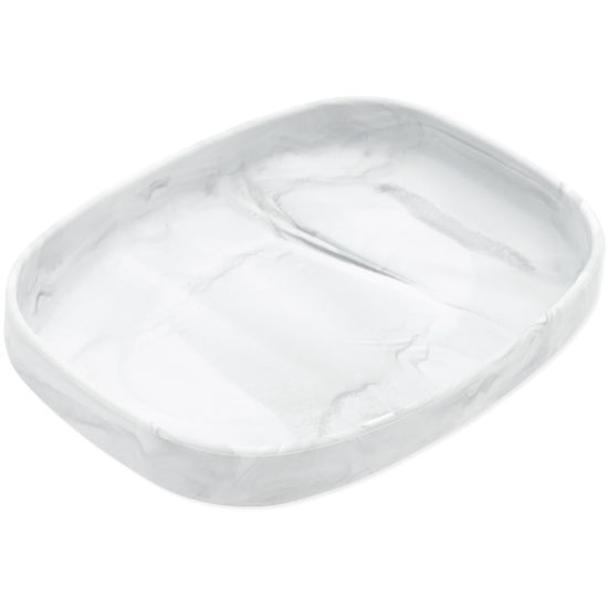 Picture of Bumkins Toddler and Baby Suction Plate, Silicone Grip Dish Large Tray for Big Kids, Fits Most Highchairs, Essential Children Feeding Supplies, Non Skid Sticky Bottom, Platinum Silicone, Marble