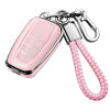 Picture of Tukellen for Toyota Key Fob Cover with Keychain,Special Soft TPU Key Case Protector Compatible with 2018-2024 RAV4 Camry Avalon Corolla Highlander C-HR Prius GT86(only for Keyless go) Chalk Pink