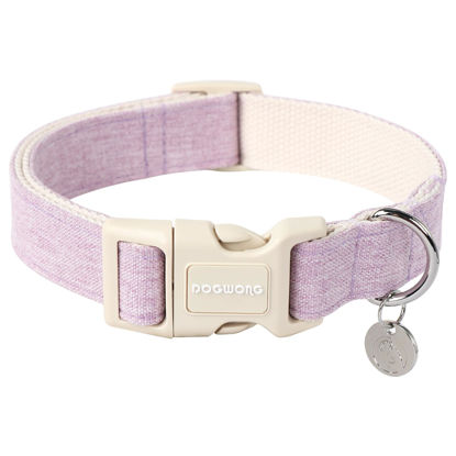 Picture of DOGWONG Cotton Hemp Dog Collar, Heavy-Duty Purple Dog Collar Adjustable Soft Natural Fabric Pet Dog Collar Cute Wedding Puppy Necklace for Small Medium Large Dog