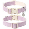 Picture of DOGWONG Cotton Hemp Dog Collar, Heavy-Duty Purple Dog Collar Adjustable Soft Natural Fabric Pet Dog Collar Cute Wedding Puppy Necklace for Small Medium Large Dog