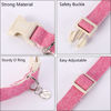 Picture of DOGWONG Cotton Hemp Dog Collar, Heavy-Duty Pink Dog Collar Adjustable Soft Natural Fabric Pet Dog Collar Cute Wedding Puppy Necklace for Small Medium Large Dog