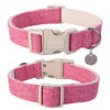 Picture of DOGWONG Cotton Hemp Dog Collar, Heavy-Duty Pink Dog Collar Adjustable Soft Natural Fabric Pet Dog Collar Cute Wedding Puppy Necklace for Small Medium Large Dog
