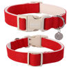 Picture of DOGWONG Cotton Hemp Dog Collar, Heavy-Duty Red Dog Collar Adjustable Soft Natural Fabric Pet Dog Collar Cute Wedding Puppy Necklace for Small Medium Large Dog