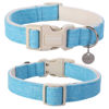 Picture of DOGWONG Cotton Hemp Dog Collar, Heavy-Duty Blue Dog Collar Adjustable Soft Natural Fabric Pet Dog Collar Cute Wedding Puppy Necklace for Small Medium Large Dog