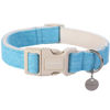 Picture of DOGWONG Cotton Hemp Dog Collar, Heavy-Duty Blue Dog Collar Adjustable Soft Natural Fabric Pet Dog Collar Cute Wedding Puppy Necklace for Small Medium Large Dog