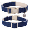 Picture of DOGWONG Cotton Hemp Dog Collar, Heavy-Duty Blue Dog Collar Adjustable Soft Natural Fabric Pet Dog Collar Cute Wedding Puppy Necklace for Small Medium Large Dog