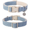 Picture of DOGWONG Cotton Hemp Dog Collar, Heavy-Duty Baby Blue Dog Collar Adjustable Soft Natural Fabric Pet Dog Collar Cute Wedding Puppy Necklace for Small Medium Large Dog