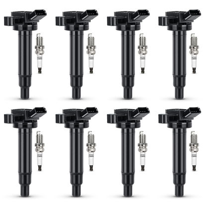 Picture of UF230 Ignition Coil & 4504 Double Iridium Spark Plug for Toyota Tundra Sequoia LandCruiser 4Runner/Lexus GS430 GX470 LS430 LX470 LX570 SC430 V8 Replaces#C1173 UF493 5C1196 90919-02230 90919-02259