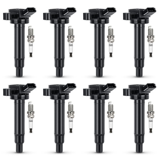 Picture of UF230 Ignition Coil & 4504 Double Iridium Spark Plug for Toyota Tundra Sequoia LandCruiser 4Runner/Lexus GS430 GX470 LS430 LX470 LX570 SC430 V8 Replaces#C1173 UF493 5C1196 90919-02230 90919-02259