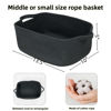 Picture of Woven Cotton Rope Storage Basket with Handles for Organizing Shelves Closet Small Cat Dog Pet Toy Basket Box Bin Decorative Rectangle Baby Nursery basket Gift Basket Empty Black
