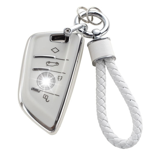 Picture of YO&YOYE for BMW Key Fob Cover with Keychain, Soft TPU Key Case Protection Fit for BMW X1 X2 X3 X5 X6 X7 and Series 1 2 3 4 5 6 7 8