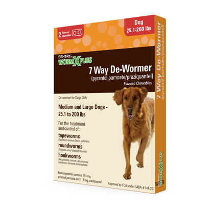 Picture of SENTRY HC WORM X PLUS 7 Way De-Wormer (pyrantel pamoate/praziquantel), for Medium and Large Dogs over 25 lbs, 2 Count
