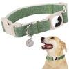 Picture of DOGWONG Airtag Cotton Hemp Dog Collar, Heavy-Duty Dog Collar with Airtag Holder Green Dog Collar Durable Natural Fabric Pet Dog Collar Cute Puppy Necklace for Small Medium Large Dog