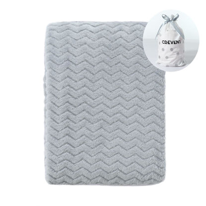 Picture of CREVENT 30''X40'' Soft Cozy Warm Baby Blankets for Boys Girls Solid Color - All Season Use - Newborn Essentials (Wave Grey)
