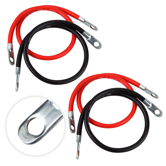 Picture of CARTMAN 4AWG 24-Inch Battery Inverter Cables Set, 4Gauge x 24" (2 Black & 2 Red)