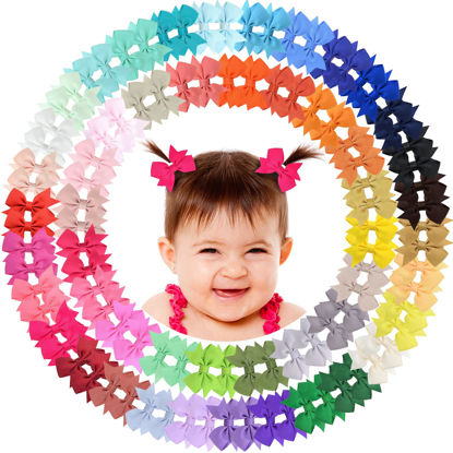 Picture of ALinmo Hair Clips for Girls 100PCS - 2" Fully Lined Tiny Bows, Alligator Clips for Infants and Toddlers in Pairs