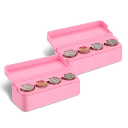 Picture of SINGARO Coin Holder for Car, Coin Change Organizer Compatible with Coins of Different Sizes, Dash-Mounted Holder Suitable for Most Cars, Trucks(2PCS Pink)