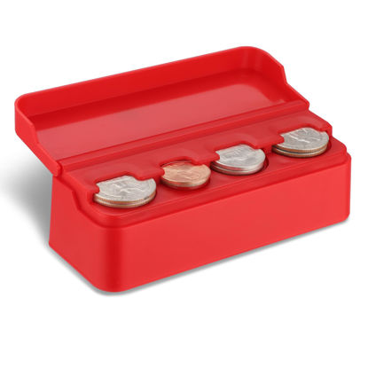 Picture of SINGARO Coin Holder for Car, Coin Change Organizer Compatible with Coins of Different Sizes, Dash-Mounted Holder Suitable for Most Cars, Trucks(Red)
