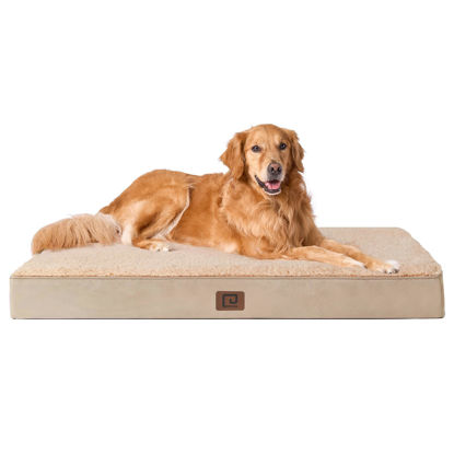 Picture of EHEYCIGA Orthopedic XL Dog Beds for Extra Large Dogs with Removable Washable Cover, Khaki, 44x32