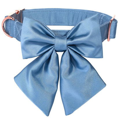 Picture of Lionet Paws Bowtie Dog Collar - Comfortable Silk Dog Collar with Detachable Bow Tie for Puppy and Cat, Neck 8-12 Inches
