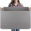 Picture of OIASKET Extra Large Blanket Basket, 23.6" x 16.5" x 13.8" Woven Storage Basket for Living Room, Nursery Blanket Storage, Rectangle Storage Basket for Toys, Towels, Dirty Clothes Basket (Light Grey)