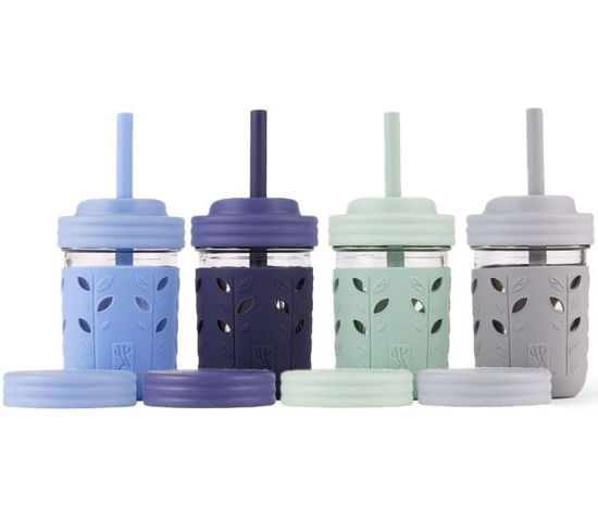 Picture of Elk and Friends Kids & Toddler Cups | The Original Glass Mason jars 8 oz with Silicone Straws with Stoppers | Smoothie Cups | Spill Proof Sippy Cups for Toddlers
