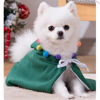 Picture of ANIAC Pet Dog Christmas Costume Puppy Cloak with Star and Pompoms Cat Santa Cape with Hat Winter Dog Outfit for Cats and Small Dog (Small, Green)
