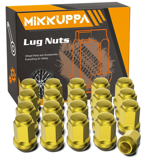 Picture of MIKKUPPA M12x1.5 Gold Lug Nuts - Replacement for 2006-2020 Ford Fusion, 2000-2019 Ford Focus, 2001-2023 Ford Escape Aftermarket Wheel - 20pcs Closed End Lug Nuts