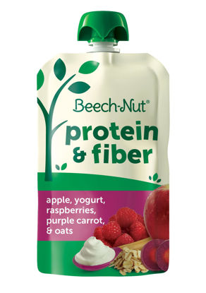 Picture of Beech-Nut Baby & Toddler Food Pouches with Protein and Fiber, Apple Yogurt Raspberry Purple Carrot & Oat Puree, 3.5 oz (12 Pack)