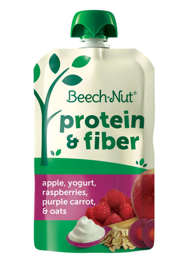 Picture of Beech-Nut Baby & Toddler Food Pouches with Protein and Fiber, Apple Yogurt Raspberry Purple Carrot & Oat Puree, 3.5 oz (12 Pack)