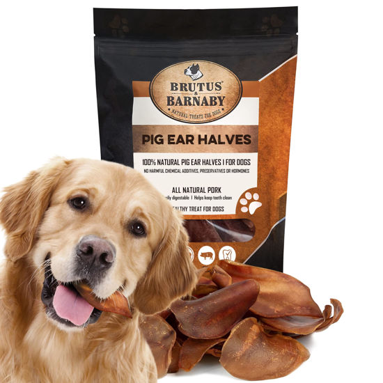 Picture of 100% Natural Half Pig Ear Dog Treat, 15 pack, Our Healthy Dog Pig Ears Halves Are Easy To Digest, Chemical & Hormone Free Thick Cut Pig Ears For Dogs Aggressive Chewers, Great For Small Or Large Dogs