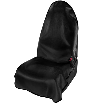 Picture of Leader Accessories Velvet Waterproof Car Seat Cover Black Anti-Slip for Gym Workout, Running, Swimming, Beach and Hiking, Universal Bucket Seat Protector for Cars, SUVs and Trucks
