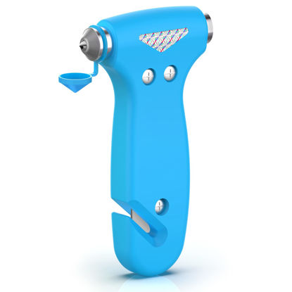 Picture of THINKWORK Car Safety Hammer for Teen Boy and Men's Gifts, Blue Three-in-One Emergency Escape Tool with Window Breaker and Seat Belt Cutter, Safety Emergency Car Escape Tool for Family and Children.