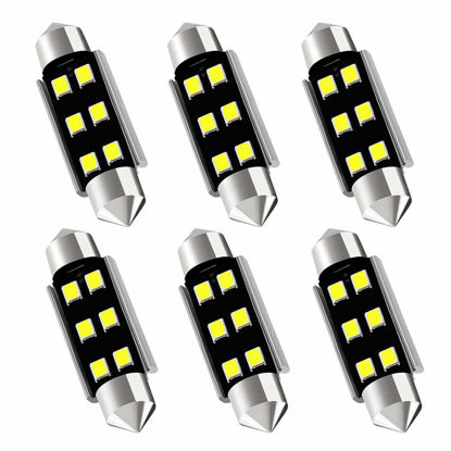 Picture of AUXLIGHT 211-2 212-2 578 569 214-2 41MM 1.61”Festoon Canbus Error Free LED Interior Light Bulbs 6000K Xenon White, Super Bright 6SMD Chips for Dome Map Door Courtesy License Plate Lights (Pack of 6)