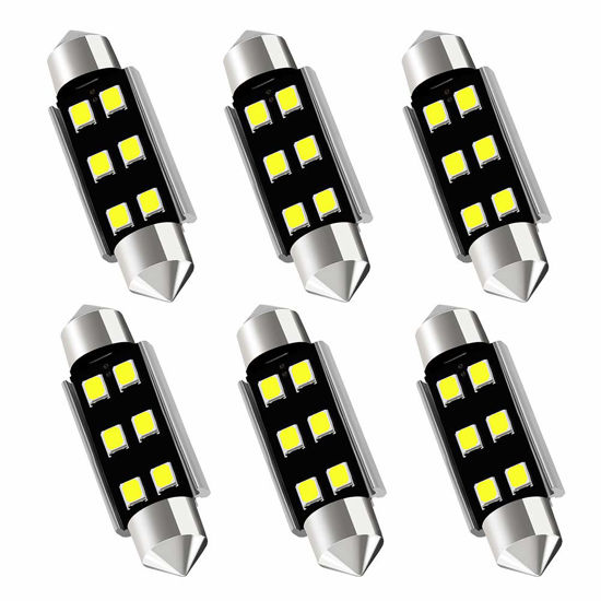 Picture of AUXLIGHT 211-2 212-2 578 569 214-2 41MM 1.61”Festoon Canbus Error Free LED Interior Light Bulbs 6000K Xenon White, Super Bright 6SMD Chips for Dome Map Door Courtesy License Plate Lights (Pack of 6)