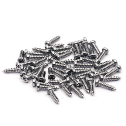 Picture of SAPHUE 50pcs Acoustic Electric Guitar Tuning Pegs Screws,Bass Guitar Machine Heads Mounting Screws for Electric/Acoustic Guitar Bass (Chrome, 2 * 11mm)