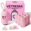 Picture of VETRESKA Dog Poop Bag Dispenser with Cherry Blossom Scented Poop Bags, Leak Proof and Extra Thick Pet Waste Bags, 1 Poop Bag Holder and 105 Bags for Dog Walking and Cats Litter, Pink