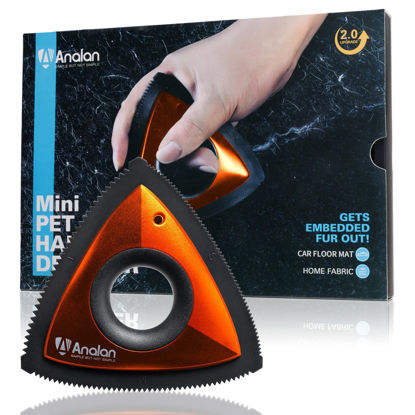 Picture of Analan Mini Pet Hair Remover for Car Detailing Supplies, Carpet Dog Hair Remover for Car Interior, Triangle Dog Hair Remover for Auto Detailing, Couch, Furniture, Lint, Carpet(Orange)