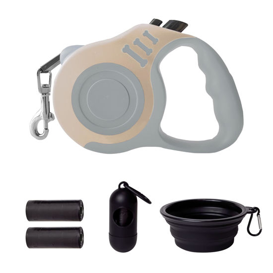 Picture of LIEVUIKEN Retractable Dog Leash Automatic Telescopic Tractor Dog Tape, Pet Tape 10/16 FT Durable and Convenient, with Folding Bowl, Dispenser, Rubbish Bags, Suitable for Small and Medium Dogs